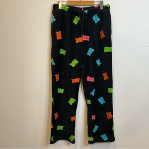 Refuge Fleece Fuzzy Gummy Bear Print Pajama Lounge Pants Black